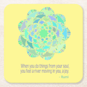 Mandala Rumi Joy Quote Underlägg Papper Kvadrat