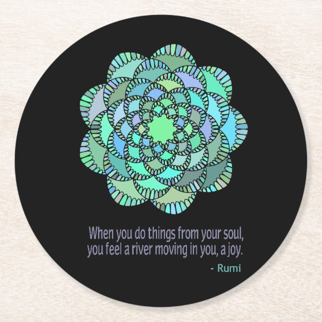 Mandala Rumi Joy Quote Underlägg Papper Rund (Framsidan)