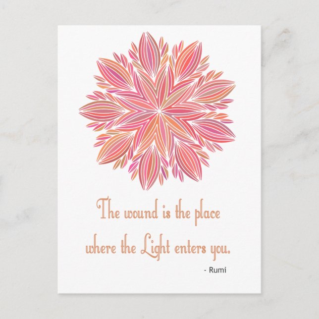 Mandala Rumi Wound-citat Vykort (Framsida)