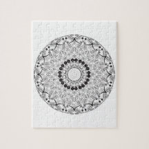 Mandala. Rund, svart och vit, oriental mönster