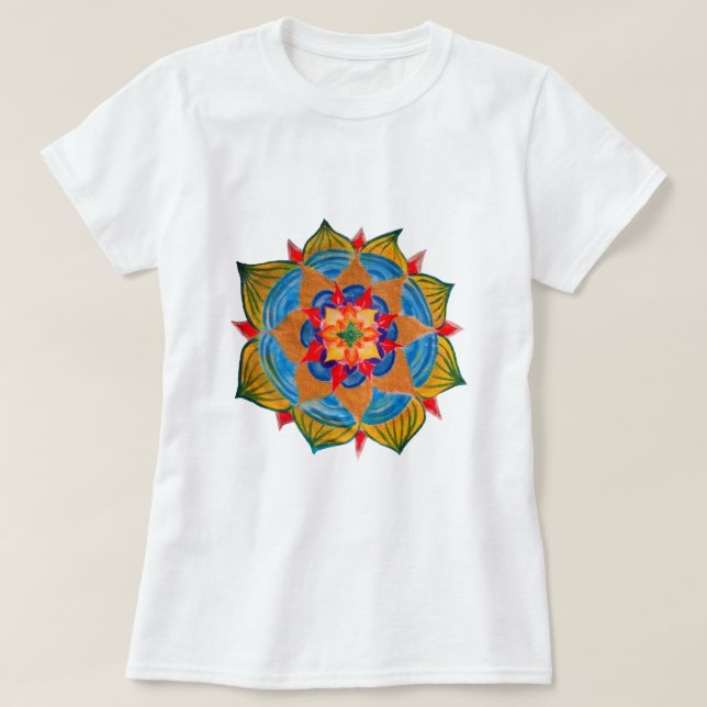 Mandala Shirt Women's Basic T-Shirt, White Tröja (Design framsida)