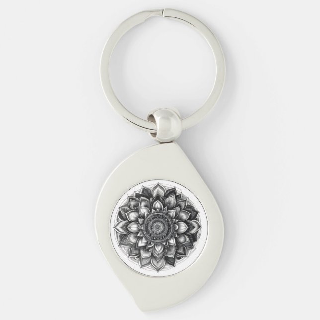 mandala skjorta swirl silverfärgad nyckelring (Framsidan)