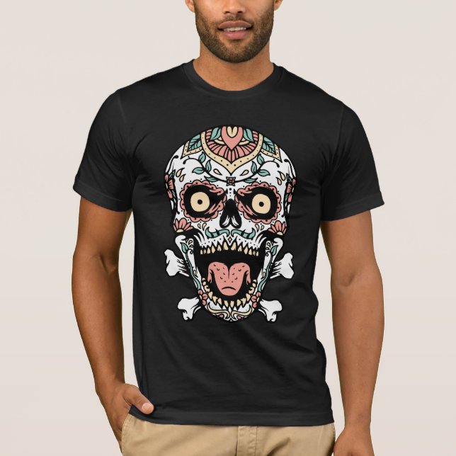 Mandala Skull T-Shirt | Boho Gothic Skull Art Tee (Framsida)