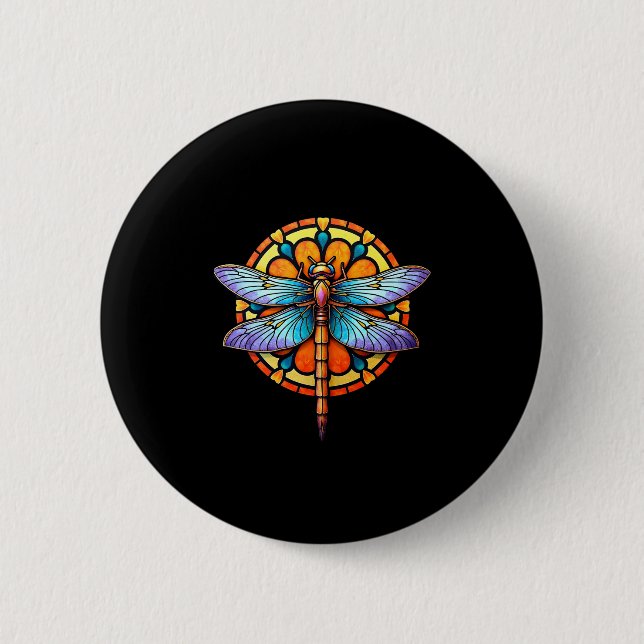Mandala Slända Lysande Sakral Geometri Andlig Knapp (Framsida)