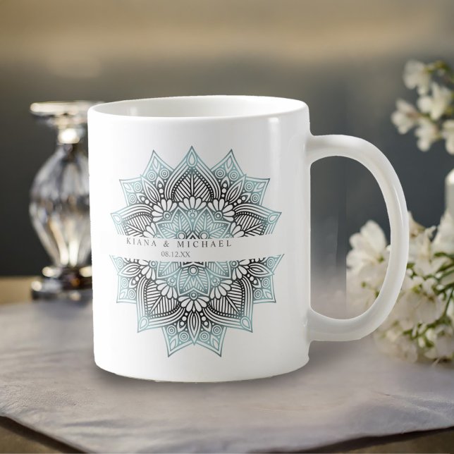 Mandala Snöre Bröllop Lt. Blue ID968 Kaffemugg (Skapare uppladdad)