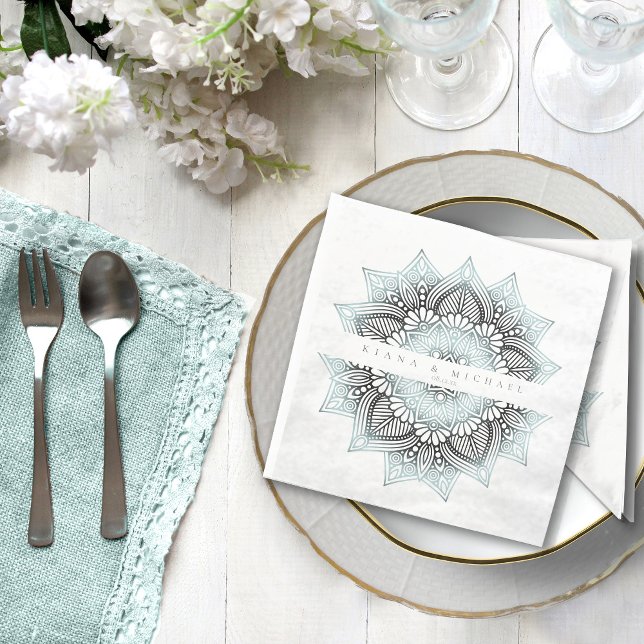 Mandala Snöre Bröllop Lt. Blue ID968 Pappersservett (Skapare uppladdad)