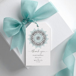 Mandala Snöre Bröllop Tack Lt. Blue ID968 Presentetikett