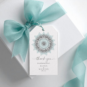 Mandala Snöre Bröllop Tack Lt. Blue ID968 Presentetikett