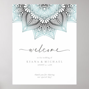 Mandala Snöre Bröllop Welcome Lt. Blue ID968 Poster