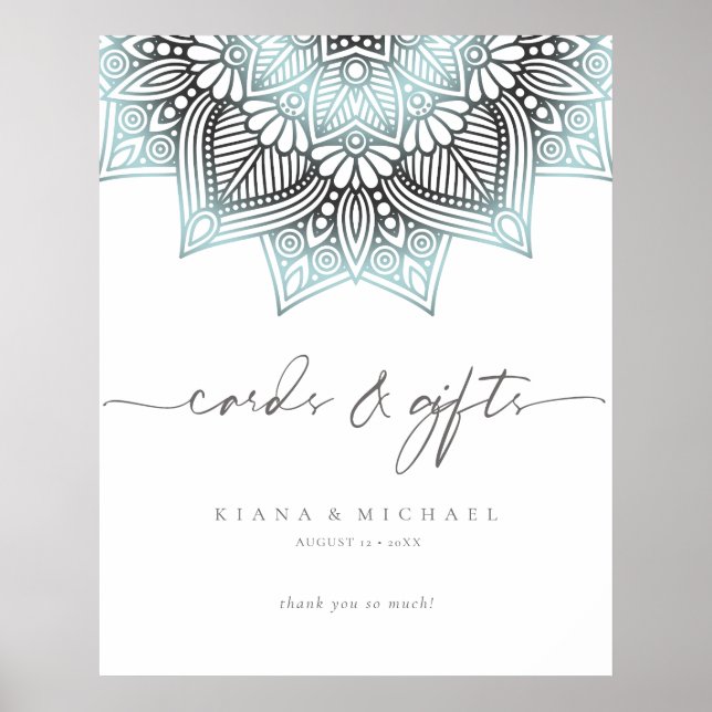 Mandala Snöre Bröllopskort & Gifts Ltd Blue ID968 Poster (Framsidan)