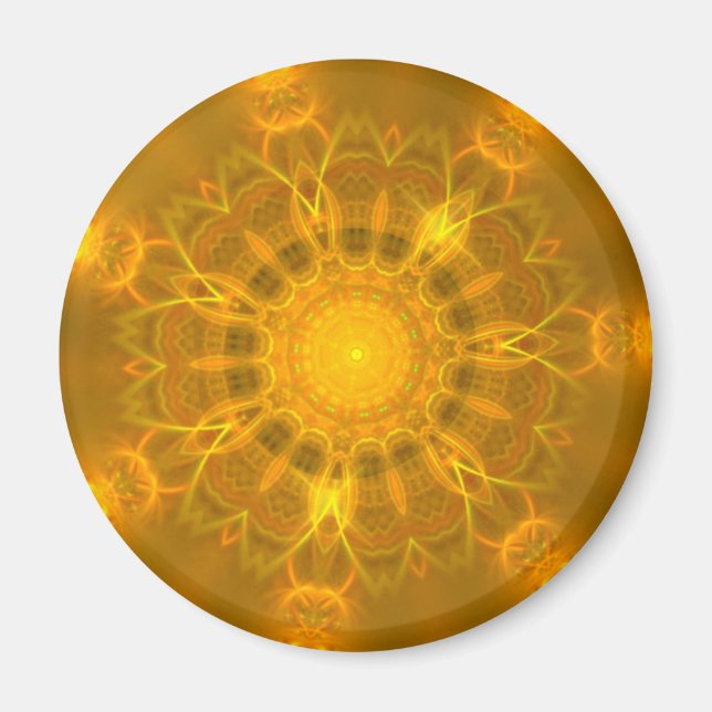 Mandala Snöre Linjer Warm Glow Gult - bakgrund Magnet (Framsidan)