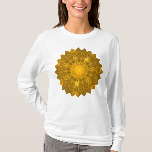 Mandala Snöre Linjer Warm Glow Gult - bakgrund T Shirt (Framsida)