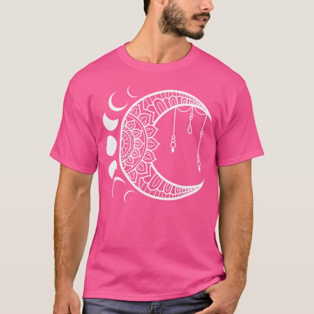 Mandala Solar Supermåne Lunar Mona Luna Andlig T Shirt (Framsida)