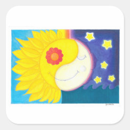 Mandala: Solflor e Luaflor Fyrkantigt Klistermärke