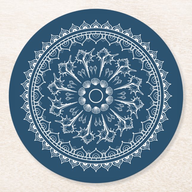 Mandala som göras av snäckskal underlägg papper rund (Framsidan)