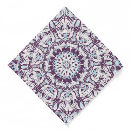 Mandala Spiritual Kaleidoscope Blue Purple White.  Bandana