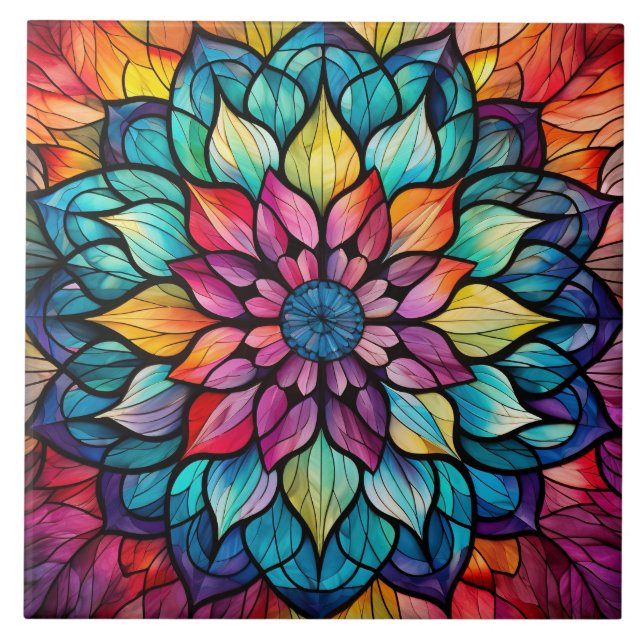 Mandala Stained Glass  Kakelplatta (Framsidan)