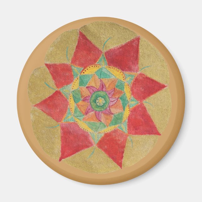 Mandala Star Helig Geometry Round Magnet (Framsidan)