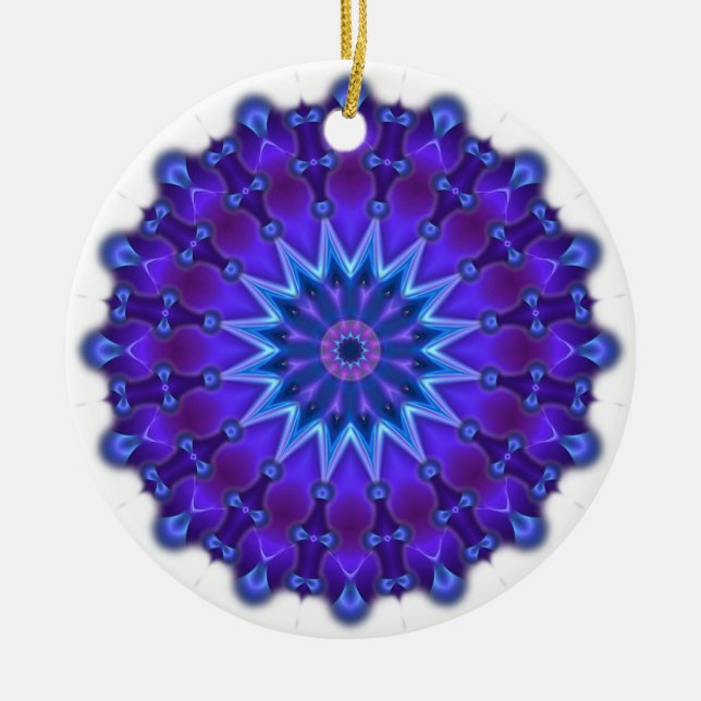 Mandala star i blått julgransprydnad keramik (Framsidan)
