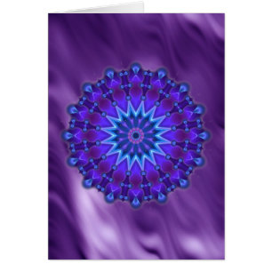 Mandala star i blått lila vågar hälsningskort