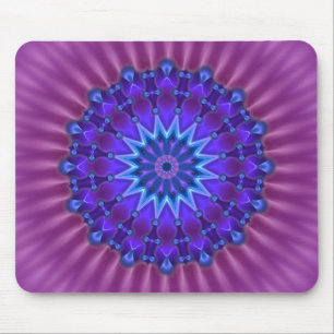 Mandala star i blått magenta blomma musmatta