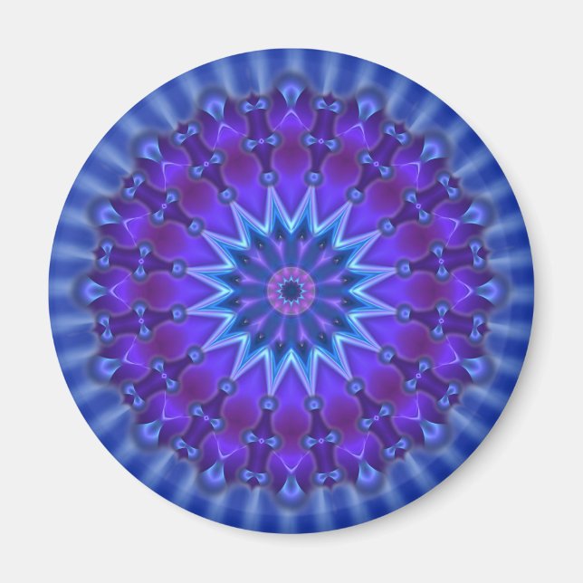Mandala star i blått | royal blomma magnet (Framsidan)