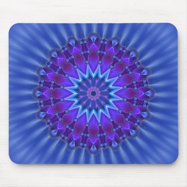 Mandala star i blått | royal blomma musmatta (Framsidan)