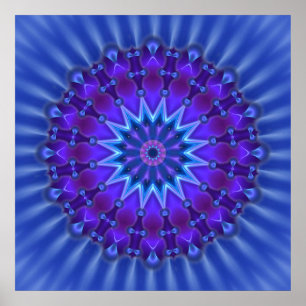 Mandala star i blått royal blomma poster