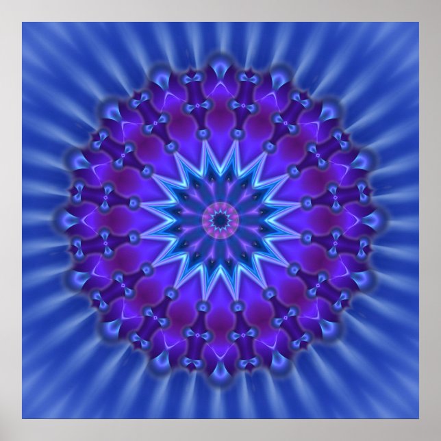 Mandala star i blått | royal blomma poster (Framsidan)