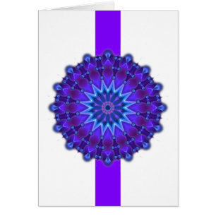 Mandala star i blått violet rand hälsningskort