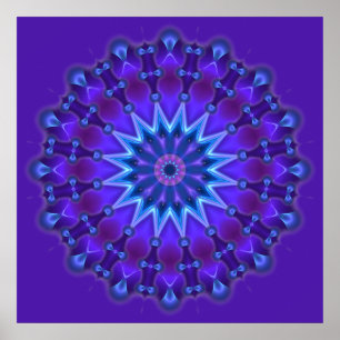 Mandala star i blått violett poster