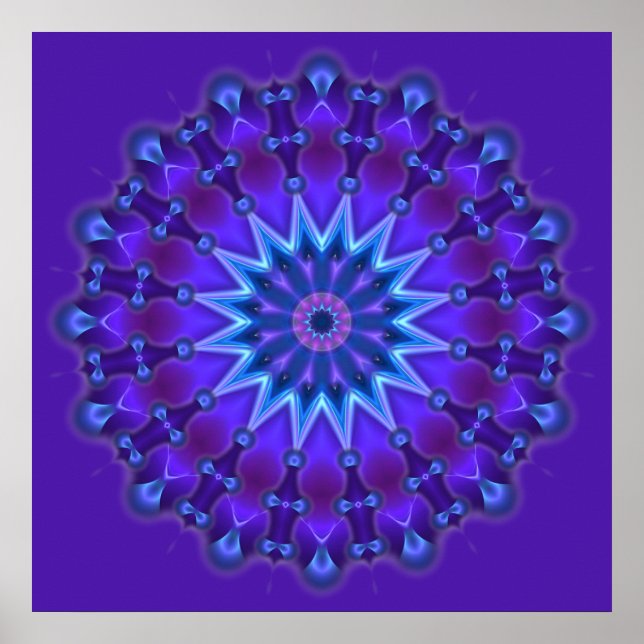 Mandala star i blått | violett poster (Framsidan)