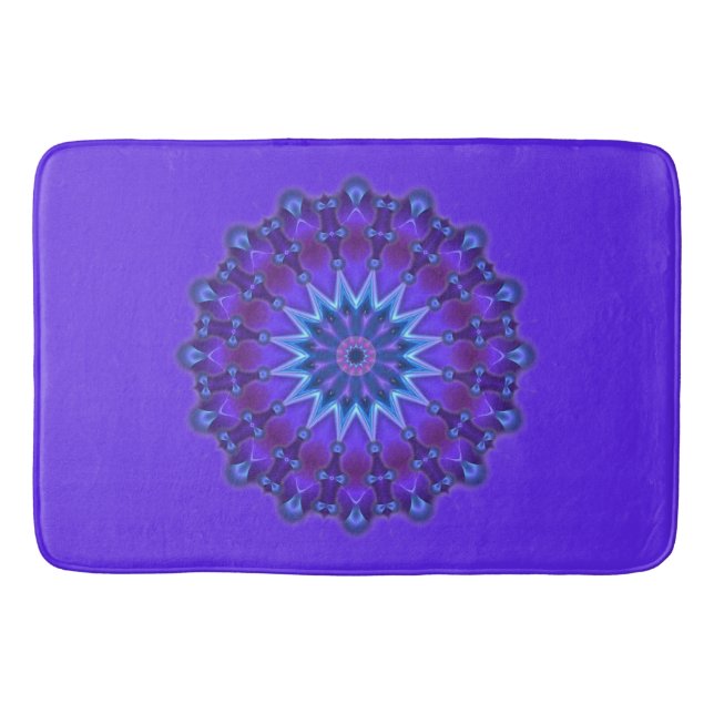 Mandala Star i violett blå + rygg. & idéer Badrumsmatta (Framsidan)