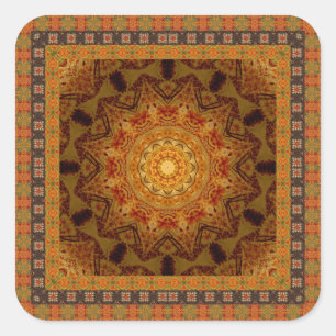 Mandala Star med Tiled Ram Fyrkantigt Klistermärke