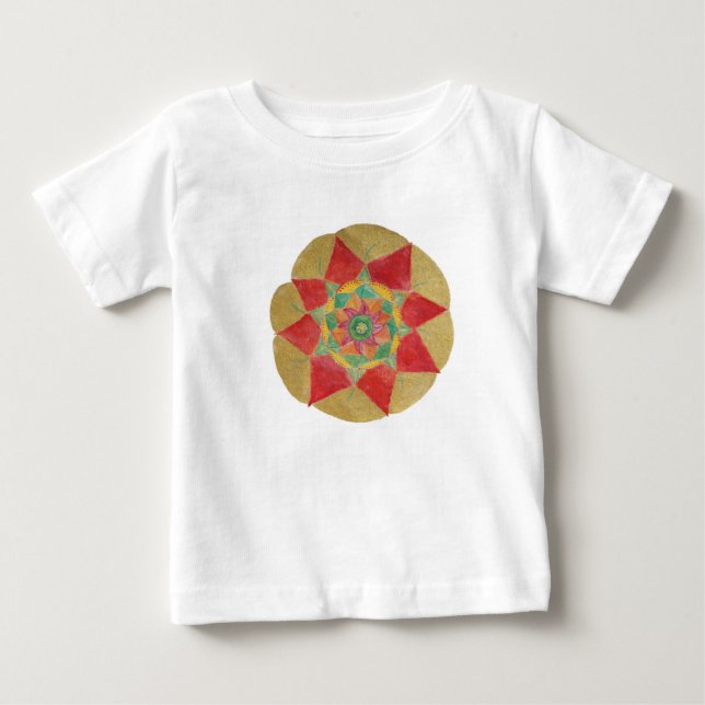 Mandala Star Småbarn Ruffle Tee, White T-shirt (Framsida)