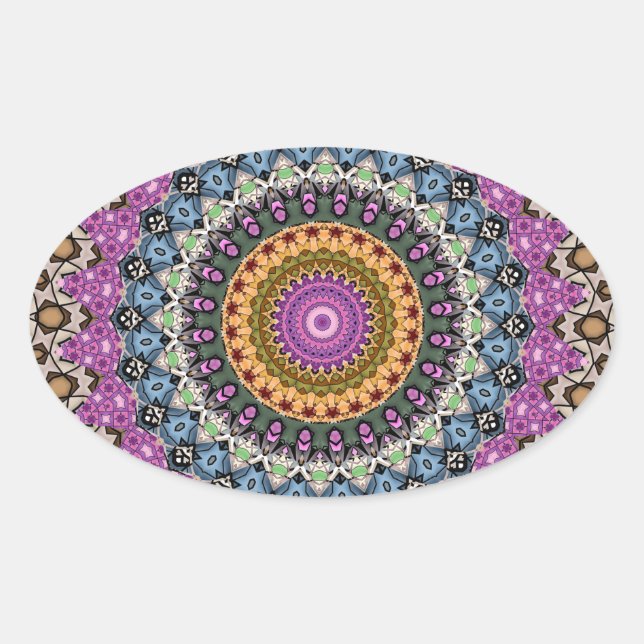 Mandala Sticker Ovalt Klistermärke (Framsida)