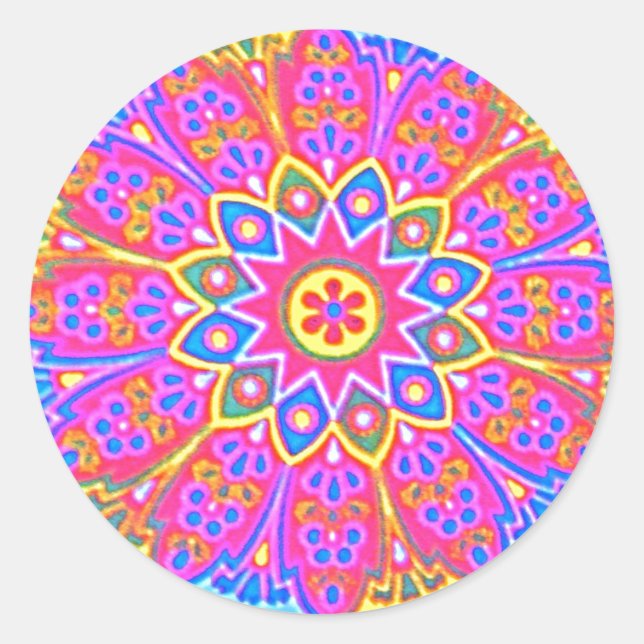 MANDALA Sticker Runt Klistermärke (Framsida)