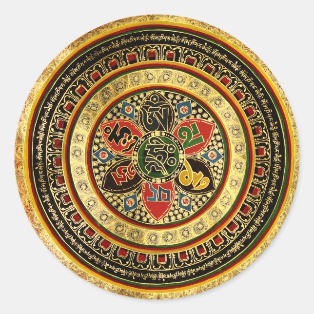 Mandala Sticker Runt Klistermärke (Framsida)