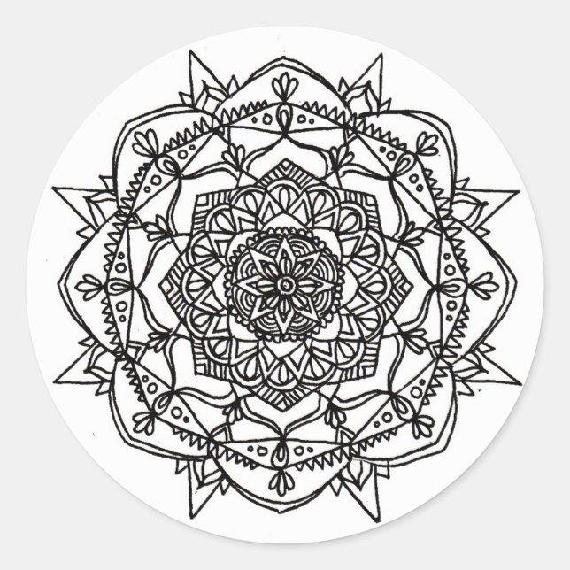 Mandala Stickers Runt Klistermärke (Framsida)
