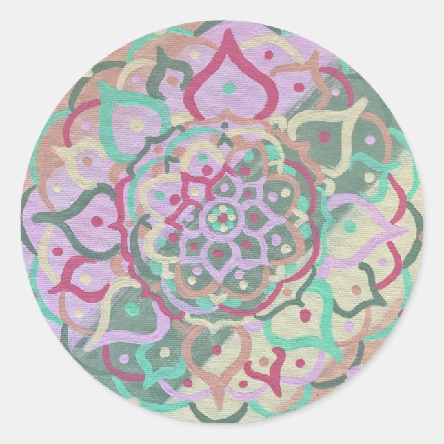 Mandala Stickers Runt Klistermärke (Framsida)