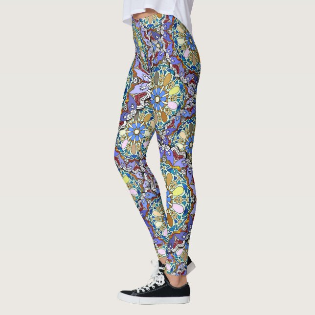 Mandala Stil Doodle Art Lagrar Leggings (Vänster)