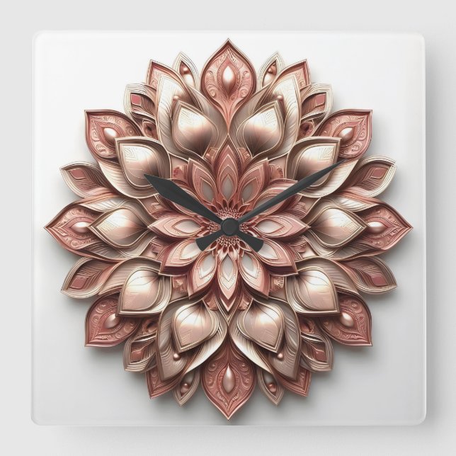 mandala stil ornament fyrkantig klocka (Framsida)