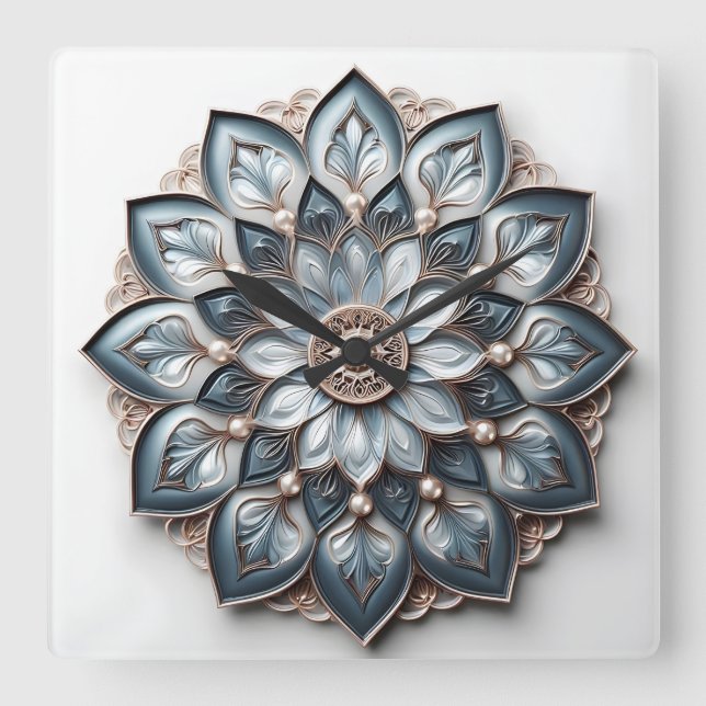 mandala stil ornament fyrkantig klocka (Framsida)