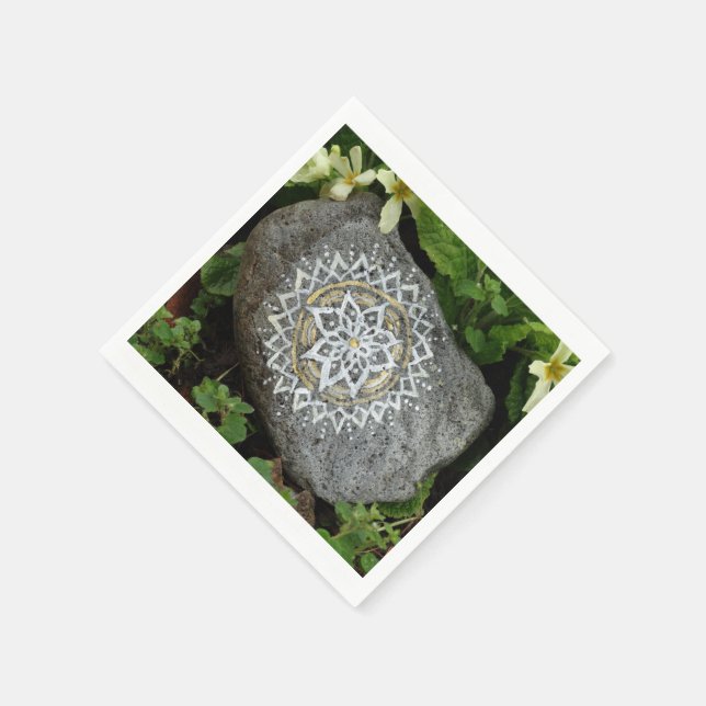 Mandala Stone Photo Papper Napkins Pappersservett (Hörn)