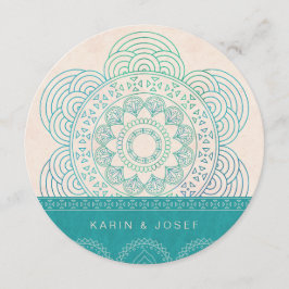 Mandala Summer Garden Chic Turquise Bröllop Inbjudningar