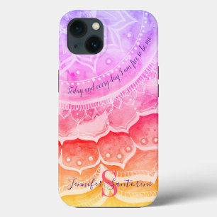 Mandala Sunset Monogrammed Watercolor iphone case