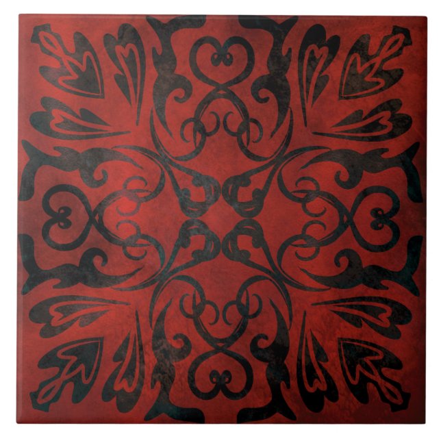 mandala svart romantisk elegant keramisk kakel (Framsidan)