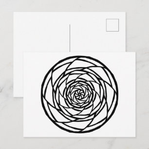 Mandala Svart Vit Minimal Färgning Vykort