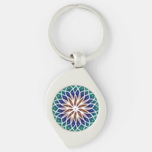 Mandala Swirl Silverfärgad Nyckelring