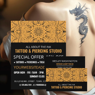 Mandala Symbol, tattooist och Body Piercer Visitkort